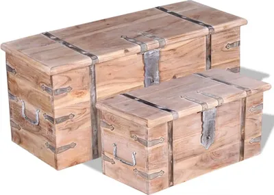 Image de The Living Store Ensemble de deux coffres de rangement en acacia