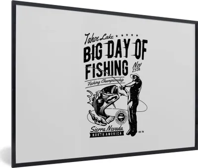 Produktbild von MuchoWow® MuchoWow® Gerahmtes Poster Angeln - Rute - Jahrgang 30x20 cm - Poster mit zchwarzem Bilderrahmen - Kunstdruck - Bild-Poster