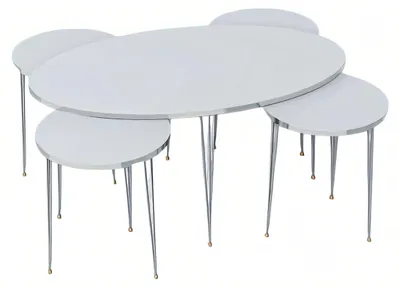 Produktbild von Eleganter weißer Holztisch mit Beistelltischen im modernen Stil