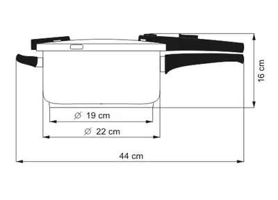 Produktbild von Schnellkochtopf Biomax mit -Ventil, Durchmesser 22 cm, Volumen 4,0l , Schwarz Granitec
