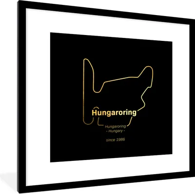 Produktbild von MuchoWow® Gerahmtes Poster Hungaroring - Formel 1 - Rennstrecke 40x40 cm - Poster mit Schwarzem Bilderrahmen Wandposter Rahmen Foto Bilder - Poster - Plakat im Rahmen