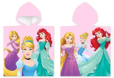 Obrázek produktu pro Dětské pončo s kapucí, bavlna 50x110 cm, Princess Disney - růžové