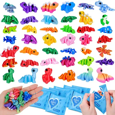 50 Mini 3D-Dinosaurier-Überraschungstüten, beweglich, 1,6–4 cm