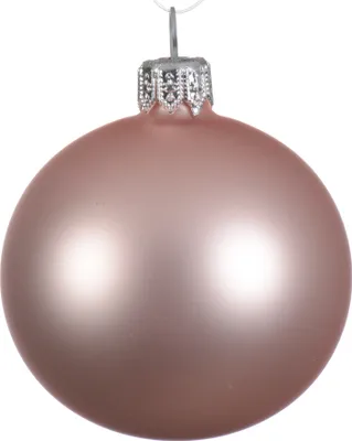 Produktbild von Weihnachtskugeln Glas 10cm mundgeblasen 4er Box - Puderrosa matt