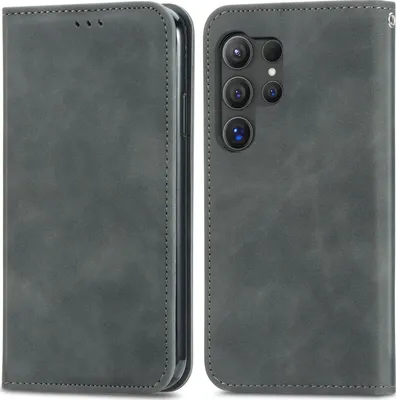 Produktbild von Mobigear Retro Slim  Samsung Galaxy S25 Ultra Hülle Klapphülle Geldbörse - Grau