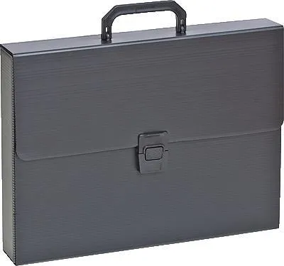 A black briefcase on a white background.