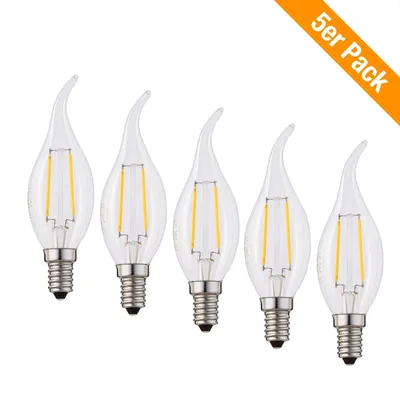Produktbild von LED Birne Glühlampe Leuchtmittel C35 Lampe E27 Warmweiß 2700 K 2 W klar 5er Set