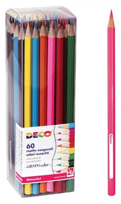 Immagine prodotto di Deco Pastelli Colorati In Legno Assortiti - Barattolo 60 Pz