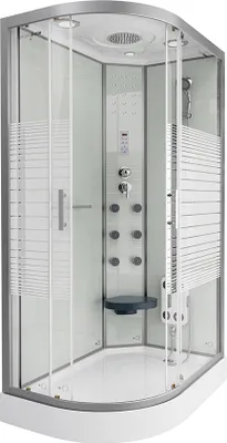 Produktbild von HOME DELUXE - Komplettdusche WHITE PEARL - Maße 120 x 80 cm Links - inkl. Regendusche, Radio und Zubehör I Duschtempel Fertigdusche, Dusche, Duschtempel