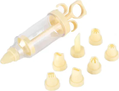 Obrázek produktu pro Sada trysek na zdobení cukroví Soubory cookie Piping Syringe s 8 ks trysek na zdobení dortů (tryska s barevným krémem)