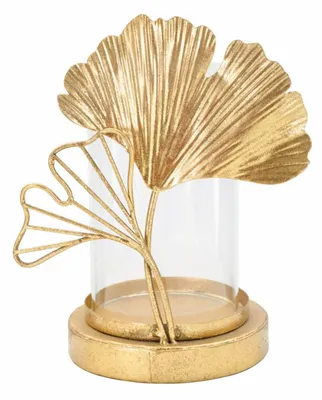 Productafbeelding van Mauro Ferretti, kaarsenhouder, bladmotief, 17x12x21 cm, goud