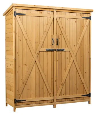 Produktbild von Wiltec Gartenhaus mit 2-flügelige Tür 1350x500x1540mm aus Fichtenholz mit Bitumendach für Garten, Terrasse & Balkon Gerätehaus Geräteschuppen Holzhaus Werkzeugschrank