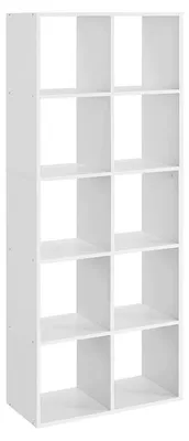 Produktbild von Bücherregal – 10 Fächer – Offener Schrank – Spanplatte – Weiß – 30 x 65,5 x 161,5 cm