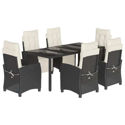 Immagine prodotto di vidaXL set da pranzo da giardino 7 pezzi con cuscini in polirattan nero