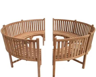 Produktbild von Teako Design Rundbank Rom 360 Grad Massiv Teakholz 220 cm