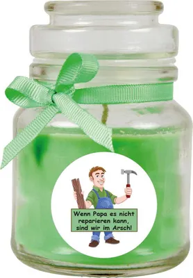 Immagine prodotto di Candela profumata in barattolo per la festa del papà, fragranza: cocco (verde), 120g - dura fino a 30 ore