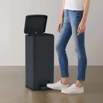 Produktbild von The Living Store Mülleimer mit Pedal Anti-Fingerabdruck 30 L Schwarz Edelstahl