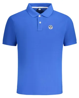 Produktbild von Blaues Herren Poloshirt mit Logo & Applikation – 2 Knöpfe, Kurzarm