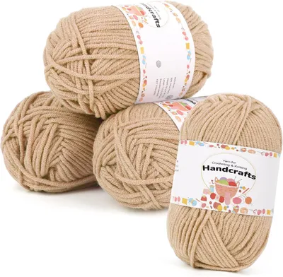Obrázek produktu pro Příze Polyakryl, 200 g (4 x 50 g), barva khaki, vhodná pro háčkování a pletení