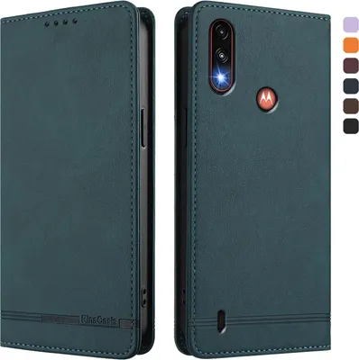 Image de Etui pour Motorola Moto E7 Power, étui rétro en cuirPolyuréthaneavec support et fentes pour cartes de crédit Vert
