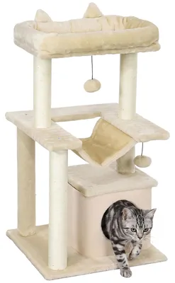 Produktbild von PawHut Kratzbaum 90 cm mit Hängematte für Katzen unter 4 kg Cremeweiß