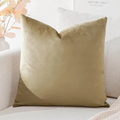 Produktbild von Samtkissenbezug, Dekokissen, Sofakissen, Lendenkissen, Zierkissenbezug, Sofa, Schlafzimmer, 40 x 40 cm, gelbbraun