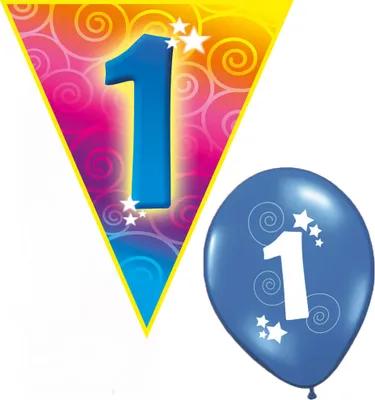 Produktbild von Set Kindergeburtstag Luftballons und Girlande 1 Jahr Größe: ohne Attribut