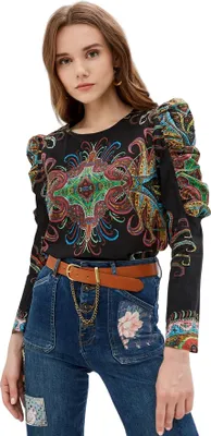 Produktbild von Desigual Damen Bluse „Ravvel“ by M. Christian Lacroix - Schwarz mit Muster 21WWBW242000 GR. M