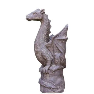 Produktbild von Schöner Drache aus Steinguss perfekt für den Garten die Terrasse oder den Vorgarten ist Frostfest Witterungsbeständig und Neu 76cm H, AP-DRAG