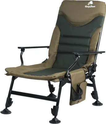 Produktbild von CampFeuer Angelstuhl Olivgrün/Tannengrün, Höhenverstellbar, Faltbarer Campingstuhl mit Tasche