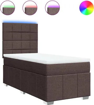 Immagine prodotto di vidaXL Letto a molle con materasso marrone scuro 90x200 cm in tessuto