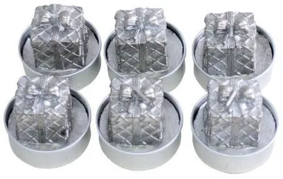Produktbild von 0 N19015-3010-10 Teelichter Weihnachten "Paket" - silber, 6 Stück