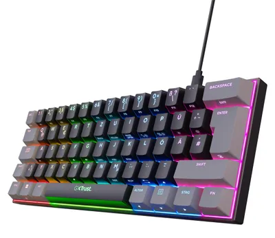Produktbild von Trust GXT 867 Acira, Kabelgebunden, USB, Mechanischer Switch, QWERTZ, RGB-LED, Schwarz, Grau