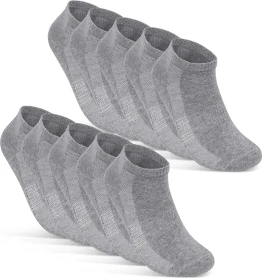 Produktbild von Sneaker Socken Damen & Herren "Premium Sneaker" 10 Paar Atmungsaktiv mit Mesh-Streifen Schwarz Weiß Grau Baumwolle 16510 - Grau 39-42