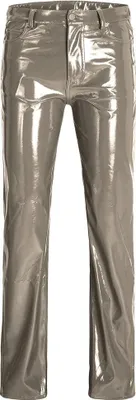 Obrázok produktu pre Jack & Jones Kenya, rovné nohavice z umlej kože, model Jjxx, vysoký pás, hnedá farba, veľkosť L, dámske