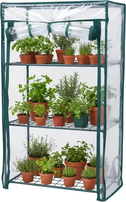 Image de Balkonkas - Ensemble de 2 - Film en PVC - Acier - 80 x 46 x 24 cm - Serre à tomates à plusieurs niveaux - Vert - Transparent