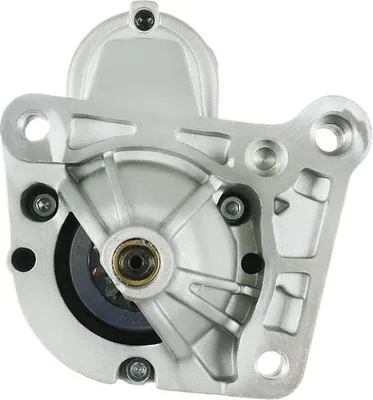 A close-up, isolated view of a car starter motor.