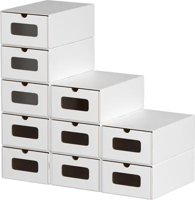 Obrázek produktu pro Aopunly 20x krabice na boty s oknem úložný box na boty stohovatelný úložný box krabice na boty krabice na boty univerzální box bílý