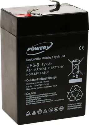 Produktbild von Powery Blei-Gel Akku für Elektro-Scooter, Elektrofahrzeug 6V 6Ah (ersetzt auch 4Ah, 4,5Ah)