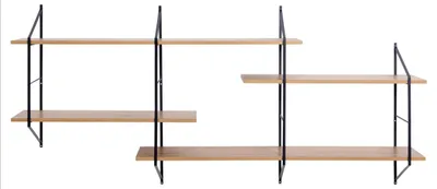 Produktbild von Actona Belfast, Schweberegal, Wandverteiler, Melamin, Stahl, Schwarz, Eiche, Universal, 4 Regale