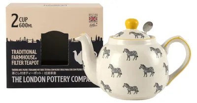 Theekanne mit Infuser, Tiermotiv Zebra, 600 ml, Keramik
