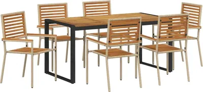 Immagine prodotto di vidaXL Set da pranzo da giardino, 7 pezzi, rattan sintetico beige e marrone