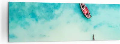 Produktbild von Bild auf Leinwand - Leinwandbild - Insel Boot Schiff Ozean - 160x50cm - Wand Bild - Wanddeko - Leinwanddruck - Bilder - Kunstdruck - Wanddekoration - Leinwand bilder - Wandkunst - AB160x50-2923