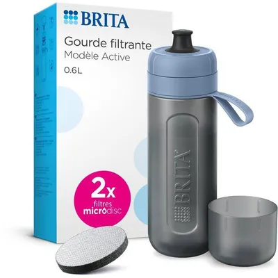 Image de Bouteille filtrante BRITA Active, 2 cartouches MicroDisc, vert pastel, gourde
