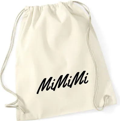Produktbild von Huuraa Turnbeutel Mimimi Schriftzug 12 Liter Natural Baumwolle Rucksack Geschenkidee
