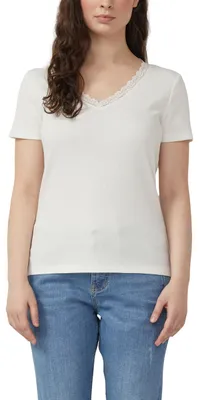 Produktbild von s.Oliver RIPP-T-Shirt mit Spitze am Ausschnitt