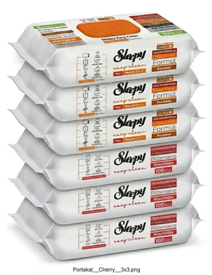 Produktbild von Sleepy Easy Clean Oberflächenreinigungstücher – 3x100 Kirsche + 3x100 Orange | Reinigungszubehör