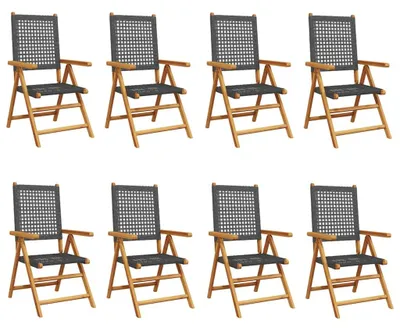 Image de VidaXL 3214522, Mobilier de jardin, Assise rembourrée, Acacia, Polyrotin, Noir, 110 kg, 570 mm