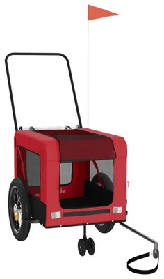 Immagine prodotto di vidaXL Cani da Rimorchio per Biciclette Tessuto Oxford Rosso e Nero & Ferro