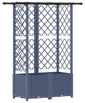 Obrázok produktu pre VidaXL Vyvýšený záhon s mriežkou na popínavé rastliny a strechou, sivý, 124 x 40 x 136 cm, PP